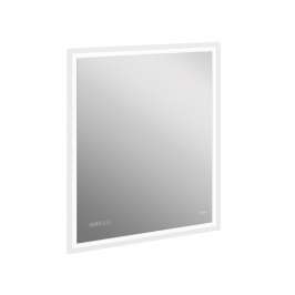 Зеркало для ванной LED 080 design pro 70x85 с подсветкой часы с антизапотеванием прямоугольное